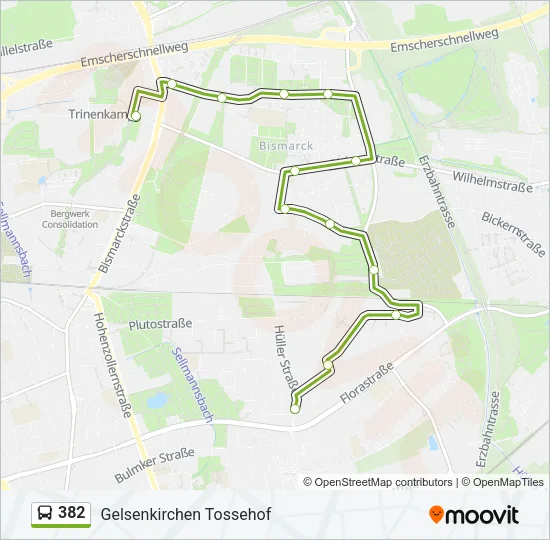382 Bus Line Map