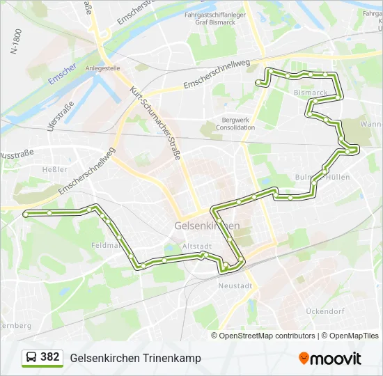 382 Bus Line Map