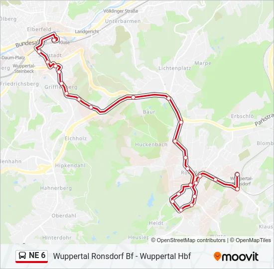 NE 6 Bus Line Map