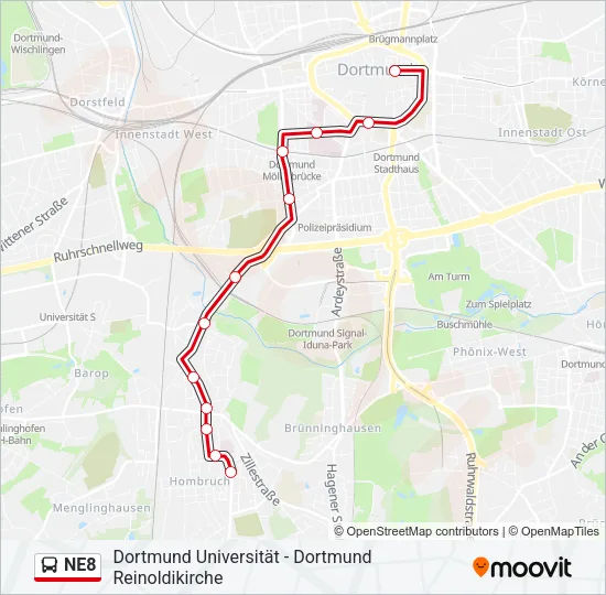 NE8 Bus Line Map