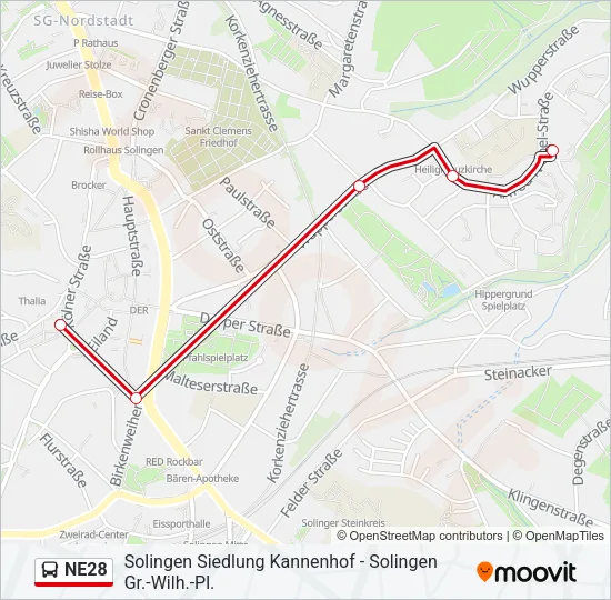 NE28 Bus Line Map