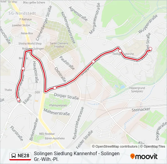 NE28 Bus Line Map