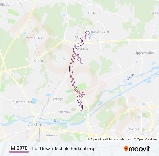 207E Bus Line Map