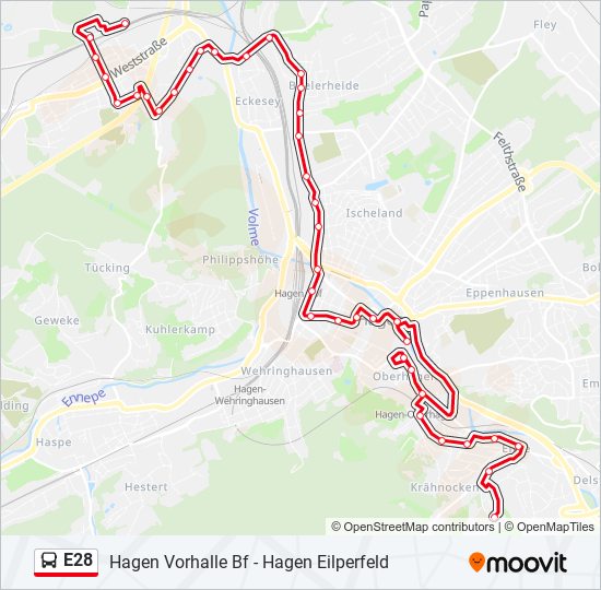 E28 bus Line Map