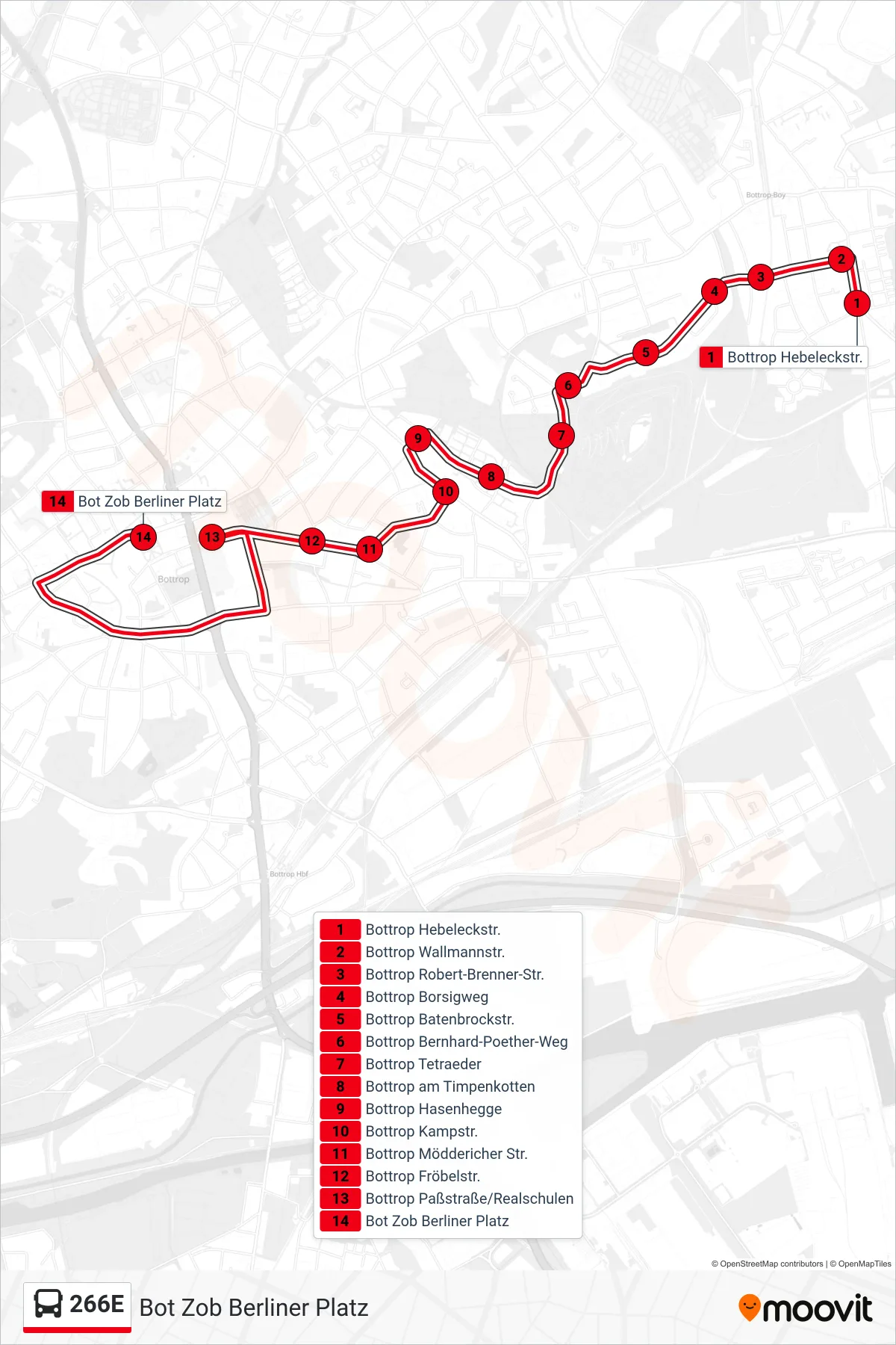 Linie 266E (Bus) Richtung Bot Zob Berliner Platz: Route und Haltestellen auf der Karte