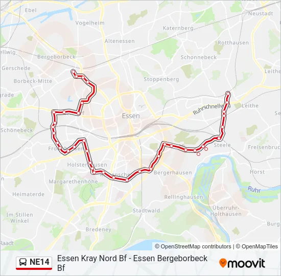 NE14 Bus Line Map