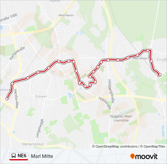 NE6 bus Line Map