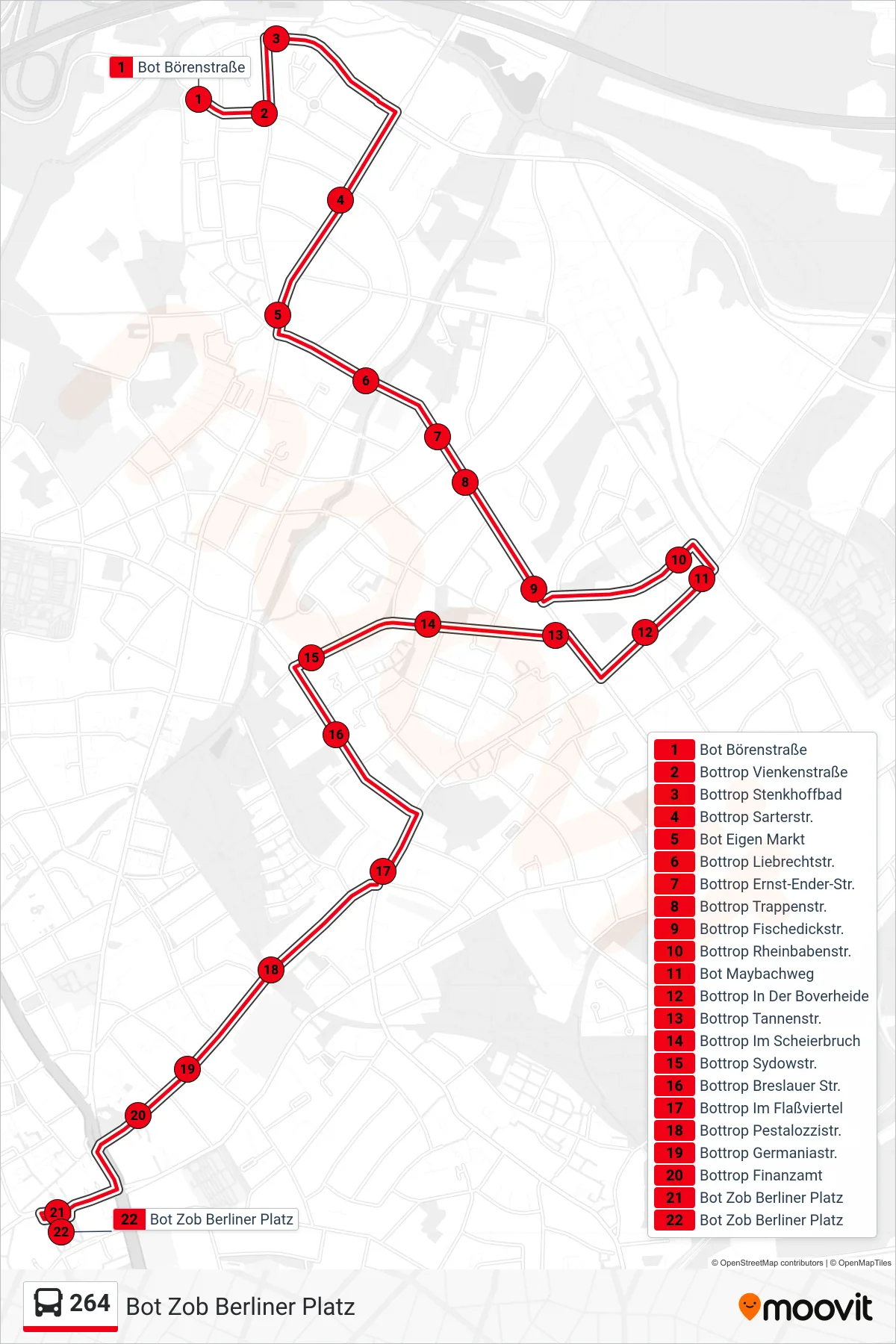 Linie 264 (Bus) Richtung Bot Zob Berliner Platz: Route und Haltestellen auf der Karte