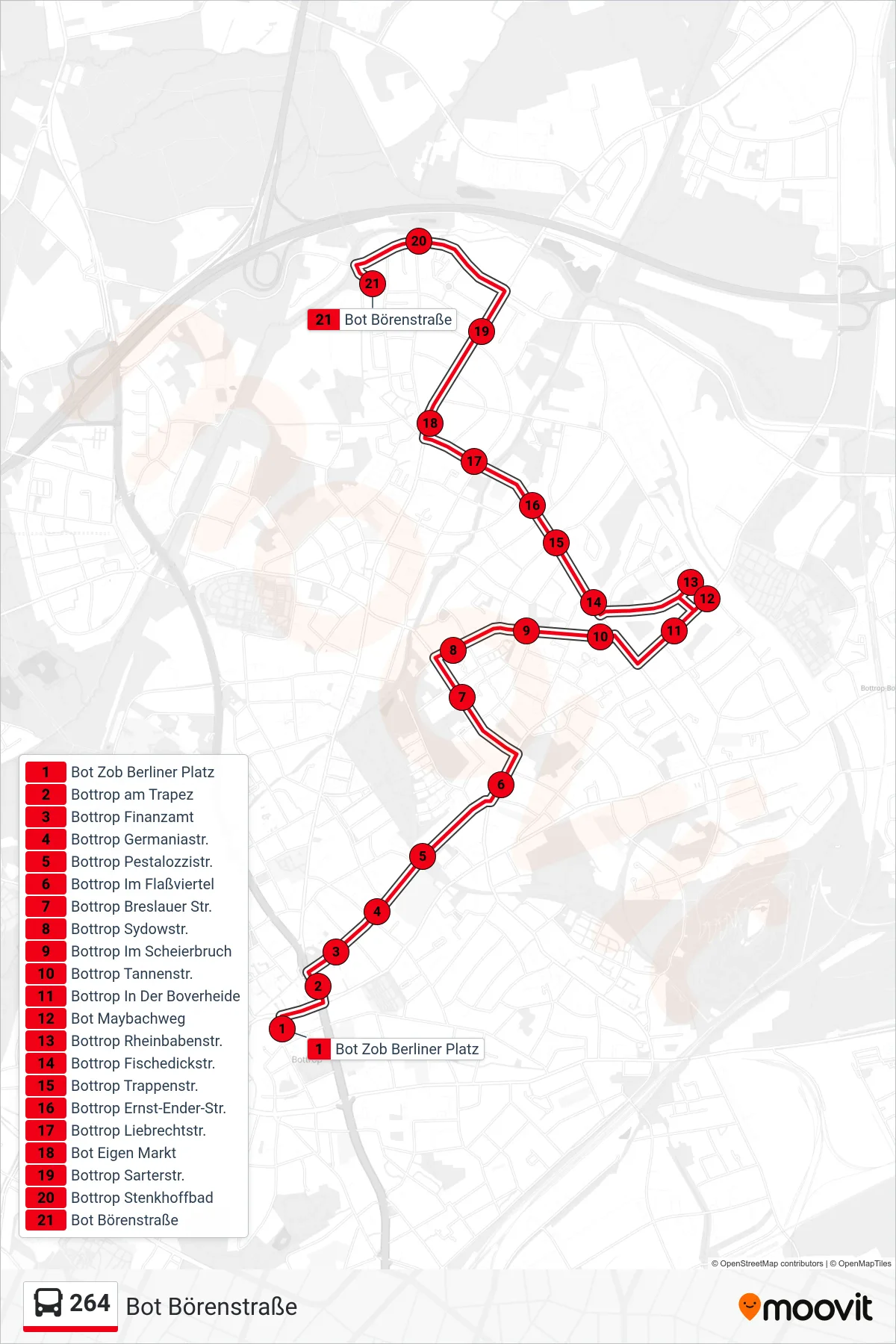 Linie 264 (Bus) Richtung Bot Börenstraße: Route und Haltestellen auf der Karte