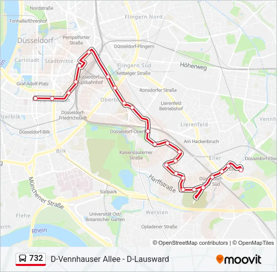 732 Bus Line Map