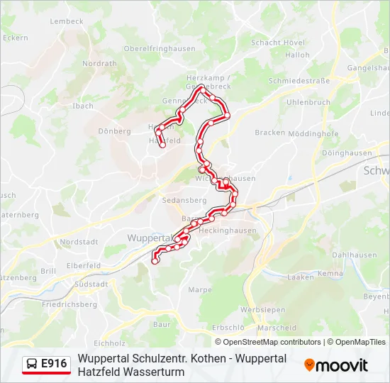 E916 Bus Line Map