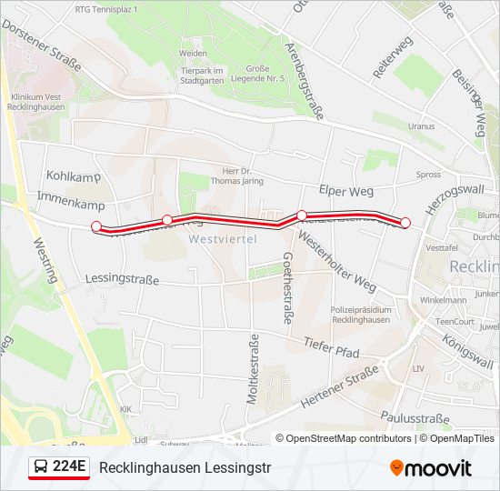 224E bus Line Map