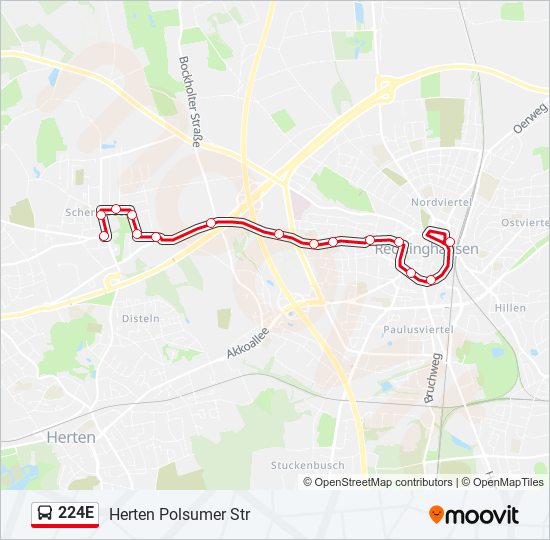 224E bus Line Map