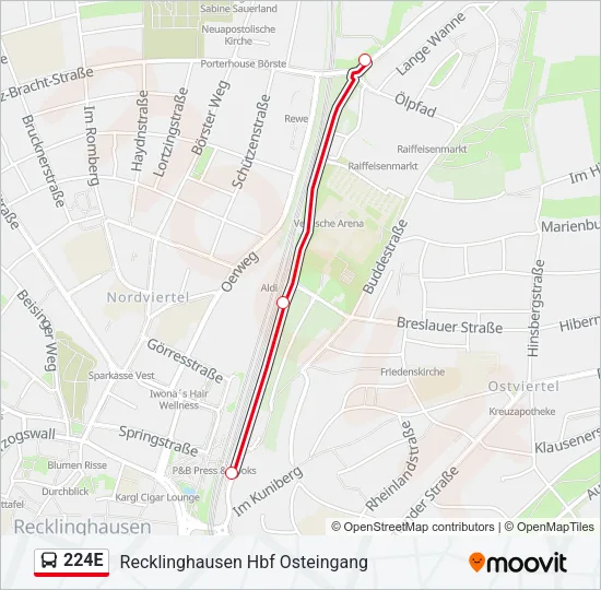 224E Bus Line Map