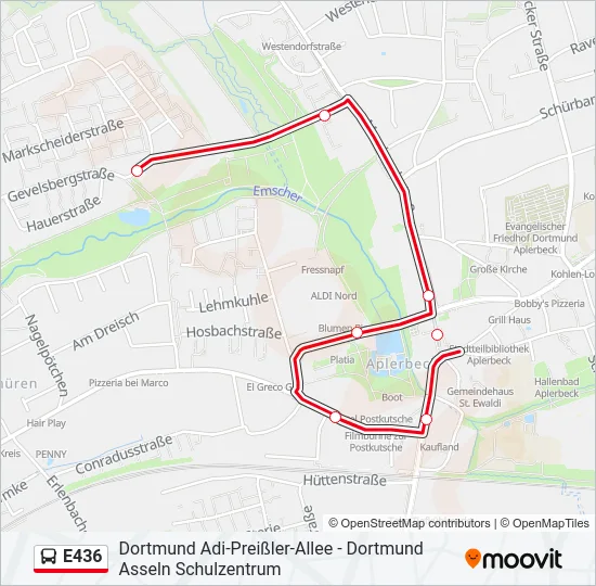E436 Bus Line Map