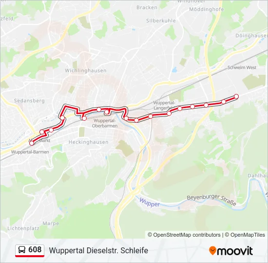 608 Bus Line Map