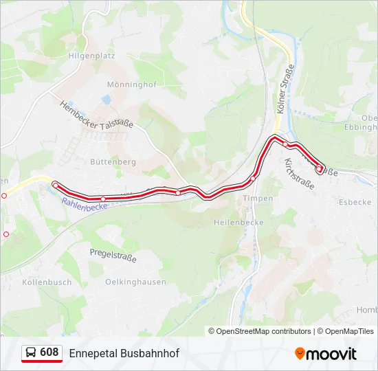 608 Bus Line Map