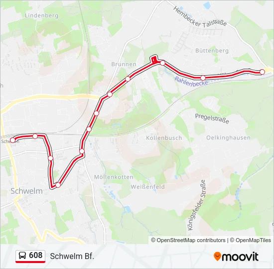 608 Bus Line Map