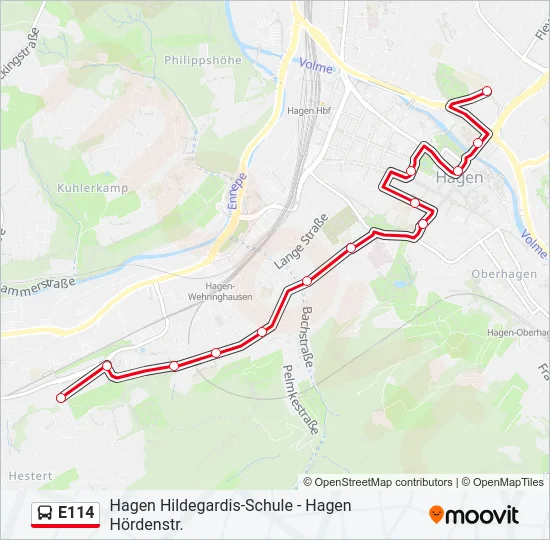 E114 Bus Line Map