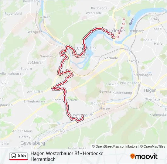555 Bus Line Map
