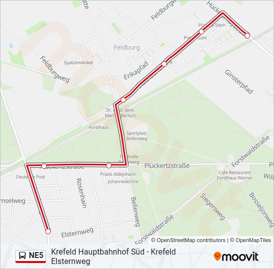 NE5 bus Line Map