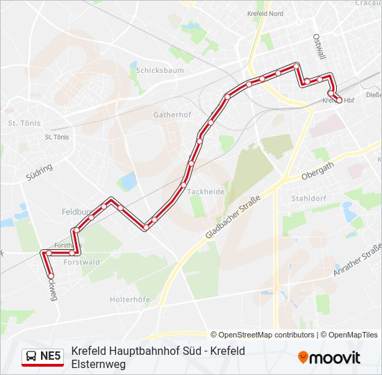 NE5 bus Line Map