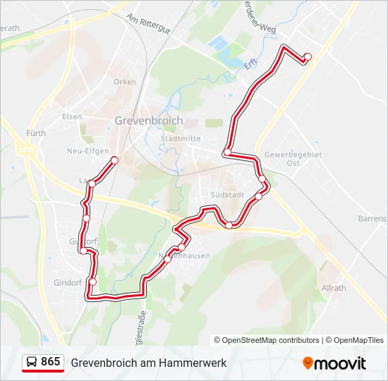 865 Bus Line Map