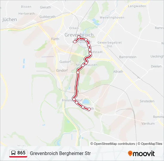 865 Bus Line Map