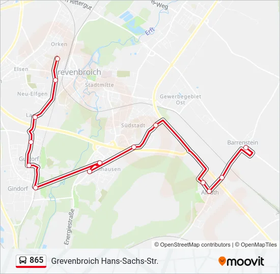 865 Bus Line Map
