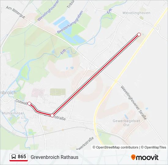 865 Bus Line Map