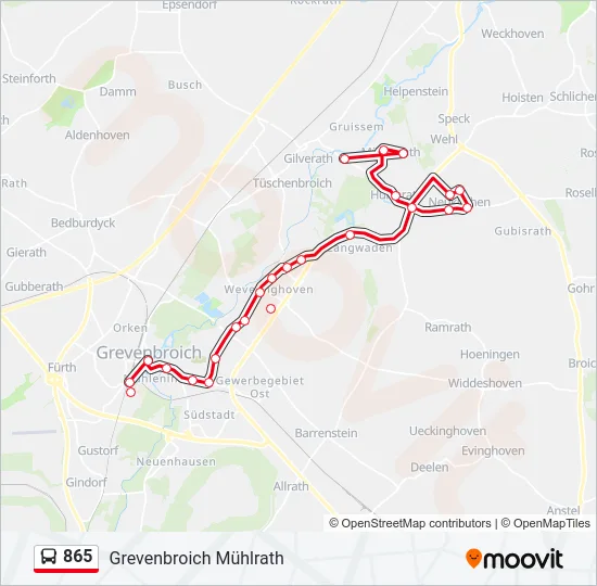 865 Bus Line Map