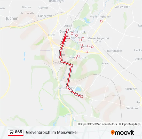 865 Bus Line Map