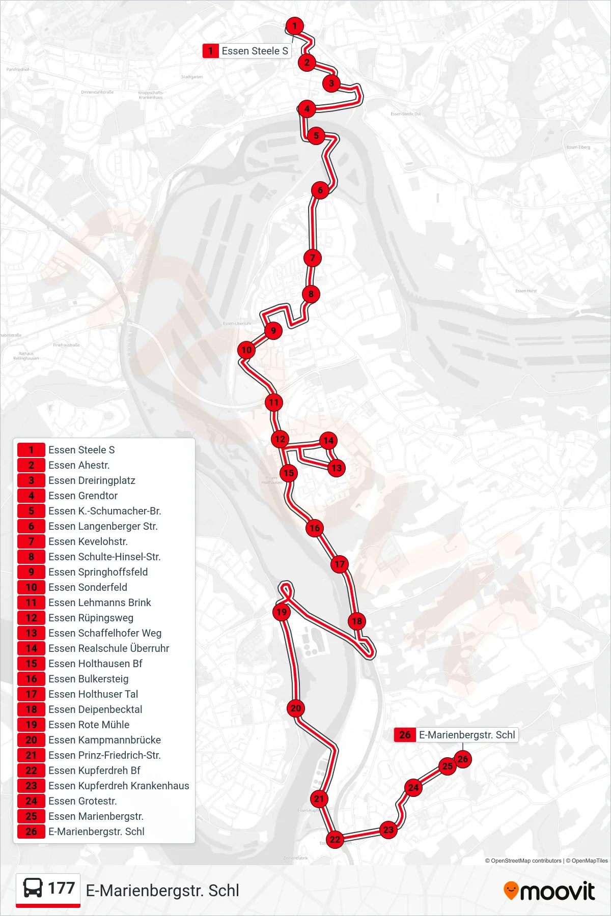 Linie 177 (Bus) Richtung E-Marienbergstr. Schl: Route und Haltestellen auf der Karte