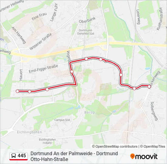 445 Bus Line Map
