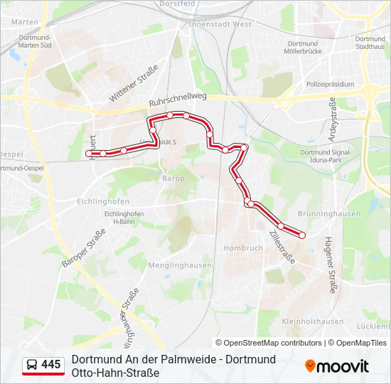 445 Bus Line Map