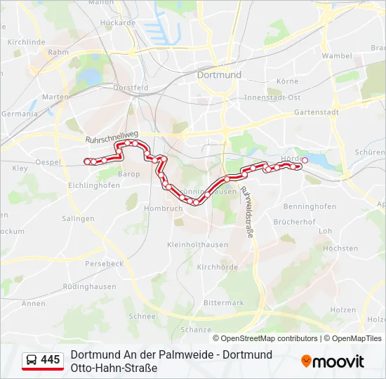 445 Bus Line Map