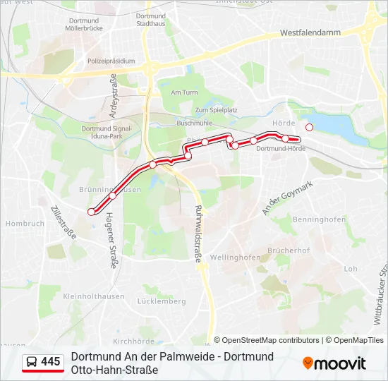 445 Bus Line Map