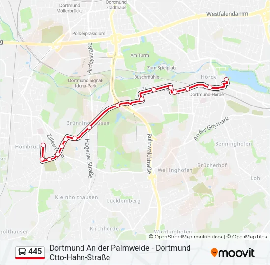 445 Bus Line Map