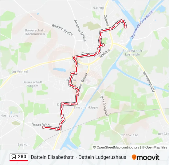 280 Bus Line Map