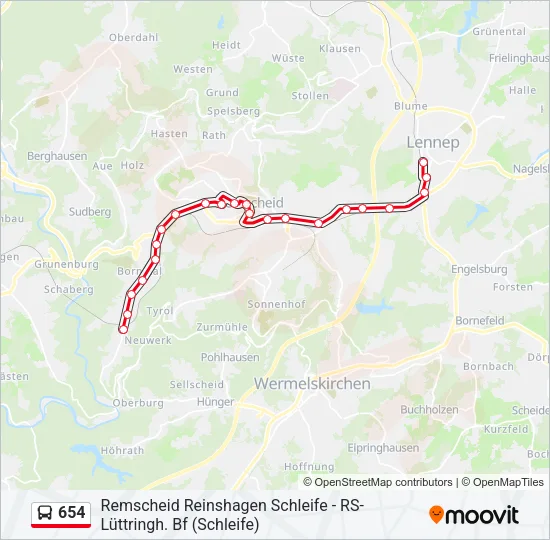 654 Bus Line Map