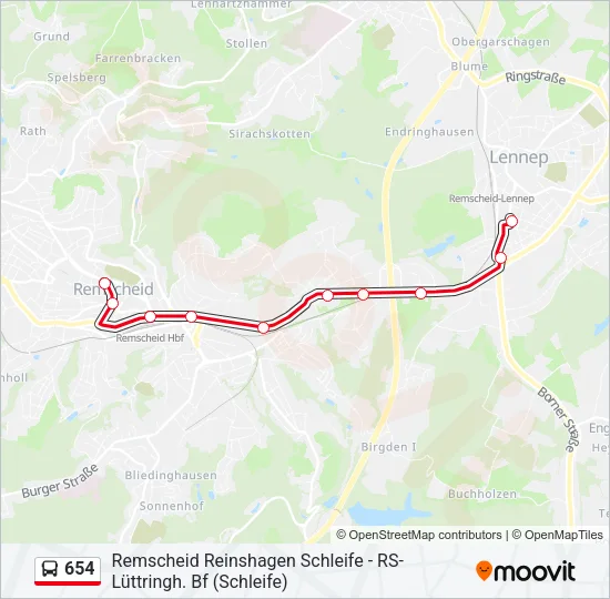 654 Bus Line Map
