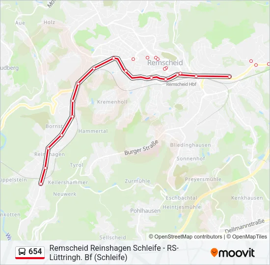 654 Bus Line Map