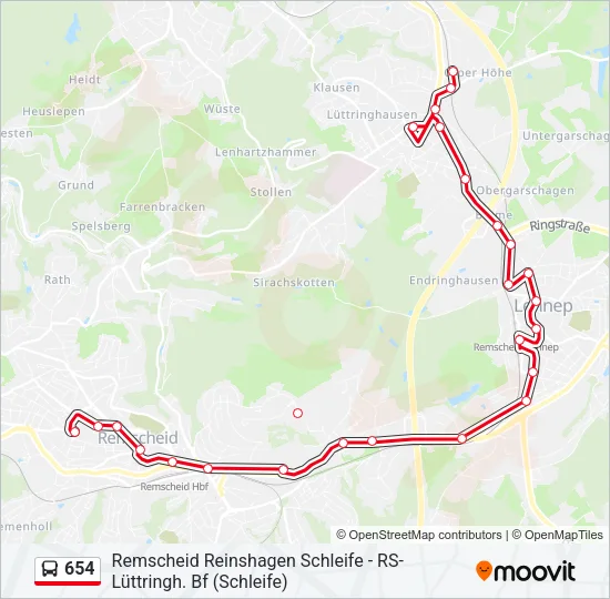 654 Bus Line Map