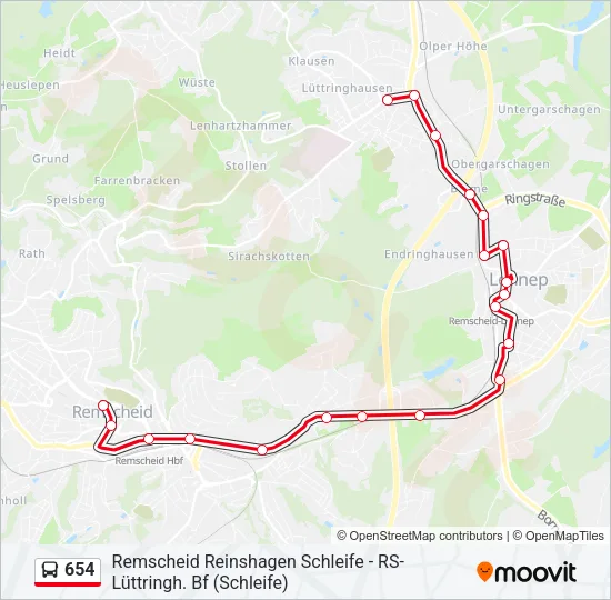 654 Bus Line Map