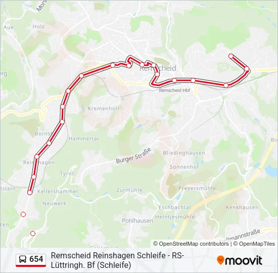 654 Bus Line Map