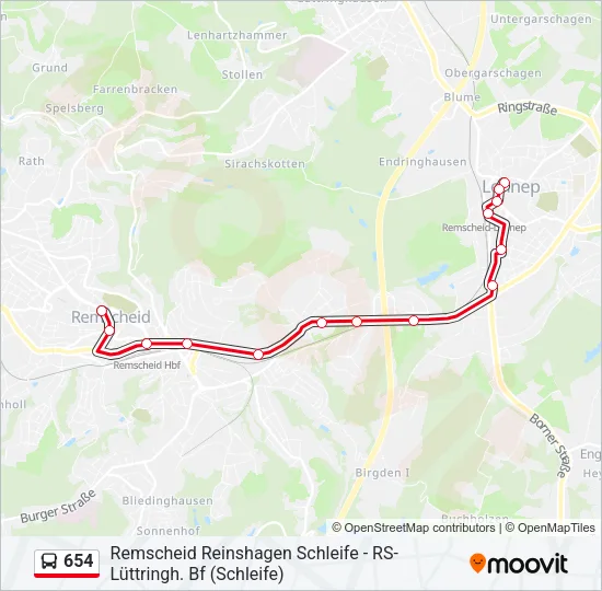 654 Bus Line Map