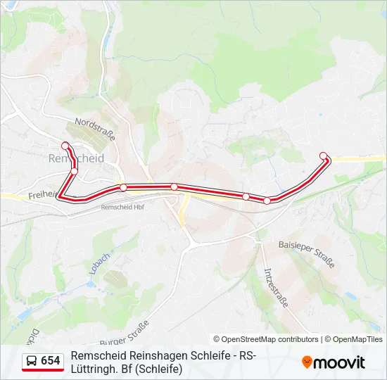 654 Bus Line Map