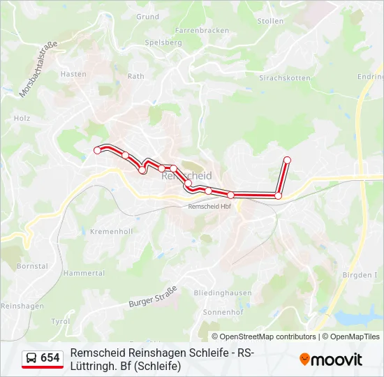 654 Bus Line Map