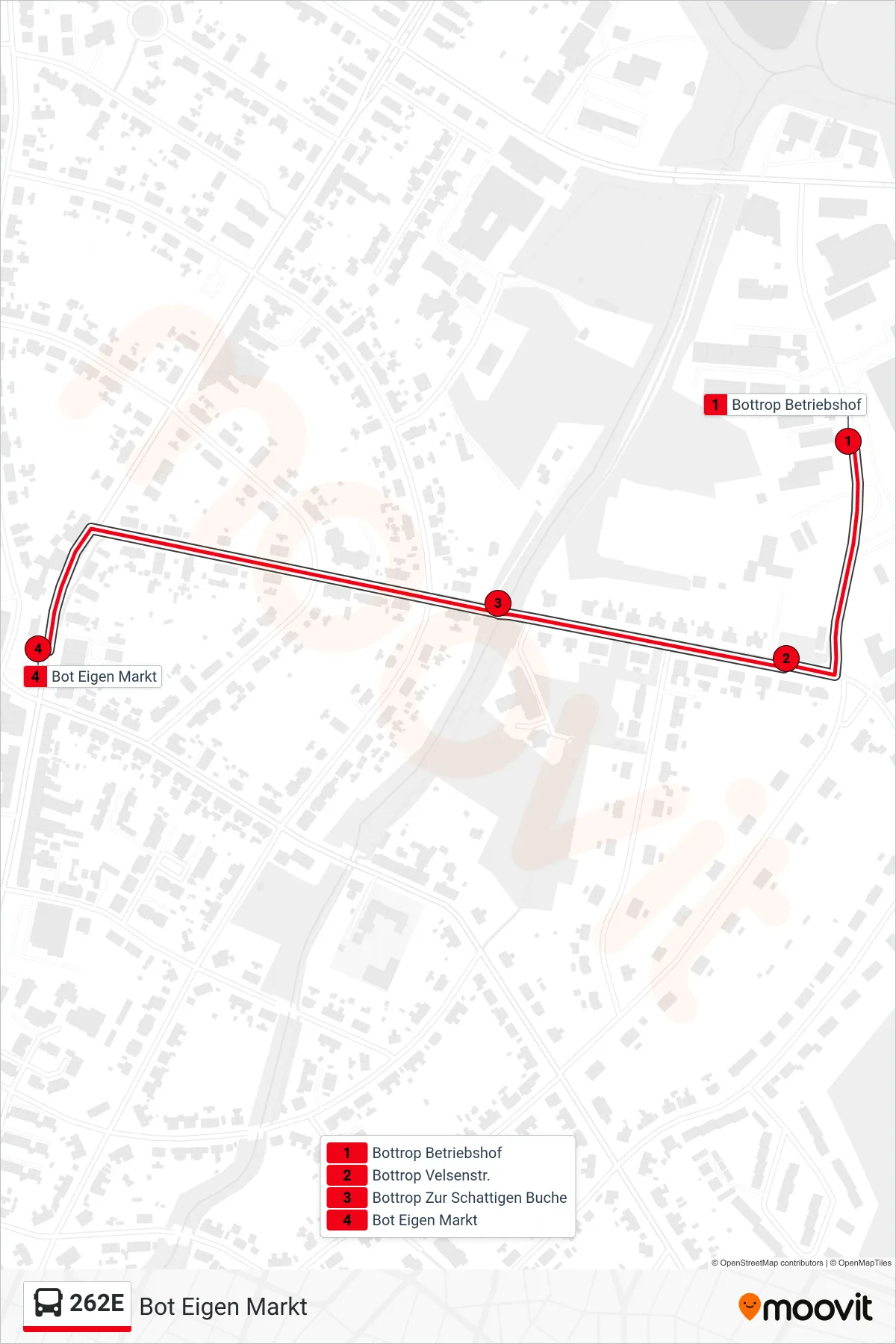 Linie 262E (Bus) Richtung Bot Eigen Markt: Route und Haltestellen auf der Karte