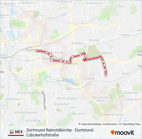 NE4 Bus Line Map